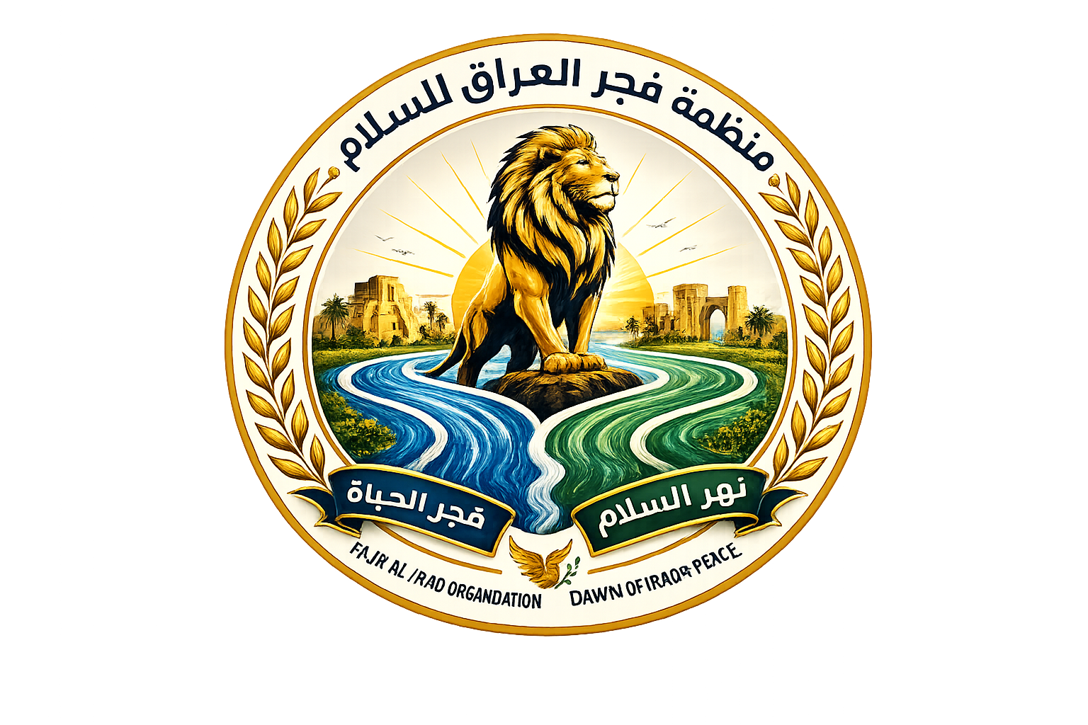 شعار منظمة فجر العراق للسلام للسلام